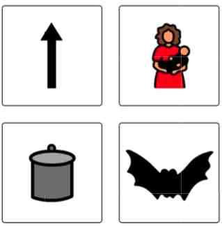 Response plate for phoneme segmentation:  up, mom, pot, bat.